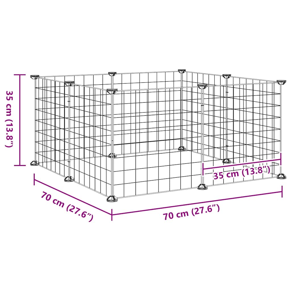8-Panel Pet Cage Black 70x70x35 cm Steel