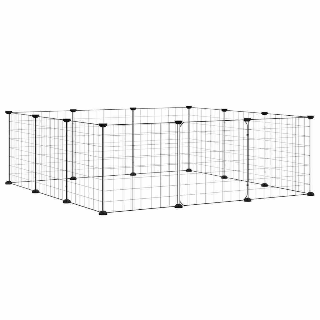 12-Panel Pet Cage with Door Black 105x105x35 cm Steel