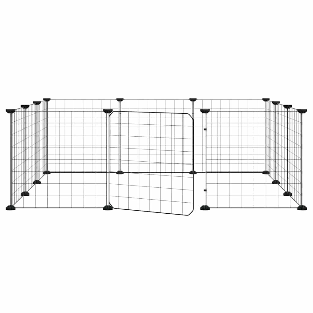 12-Panel Pet Cage with Door Black 105x105x35 cm Steel