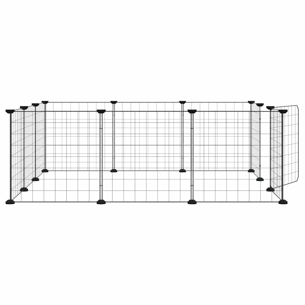 12-Panel Pet Cage with Door Black 105x105x35 cm Steel