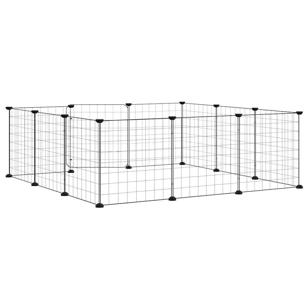 12-Panel Pet Cage with Door Black 105x105x35 cm Steel
