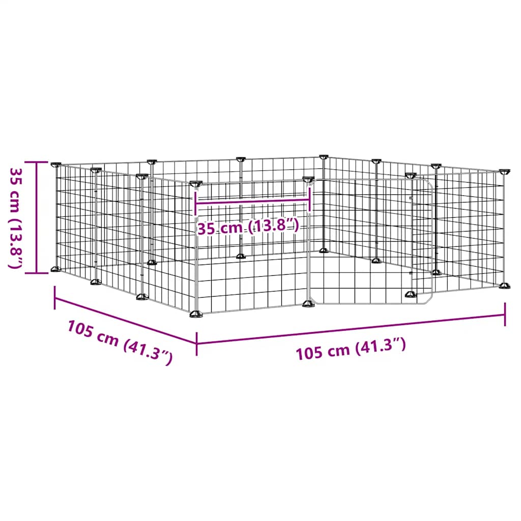 12-Panel Pet Cage with Door Black 35x35 cm Steel