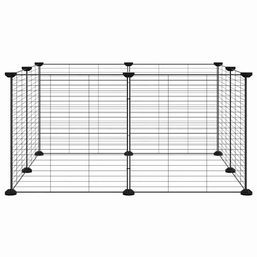 8-Panel Pet Cage Black 70x70x35 cm Steel
