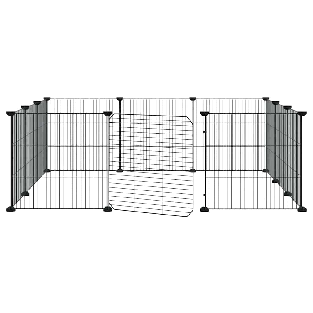 12-Panel Pet Cage with Door Black 105x105x35 cm Steel