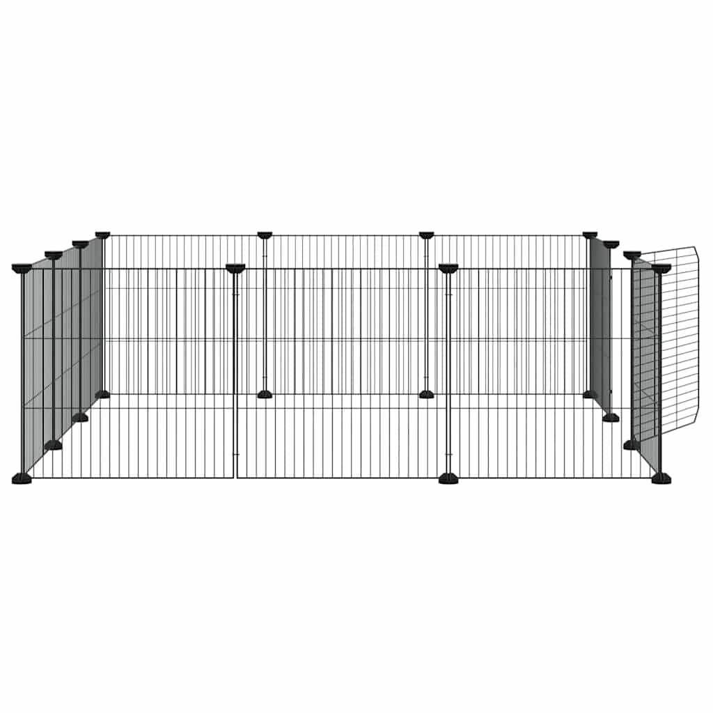 12-Panel Pet Cage with Door Black 105x105x35 cm Steel