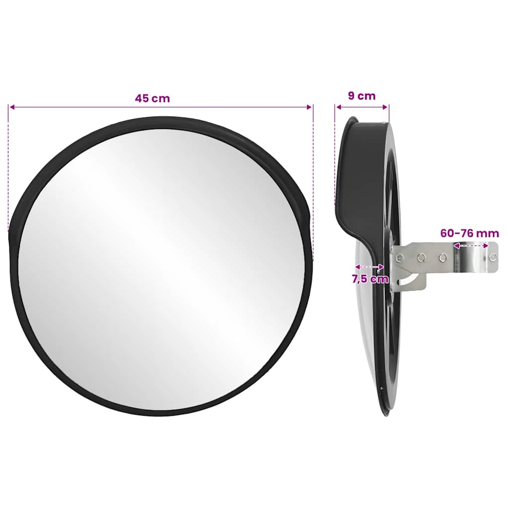 Outdoor Convex Traffic Mirror Black Ø45 cm Polycarbonate