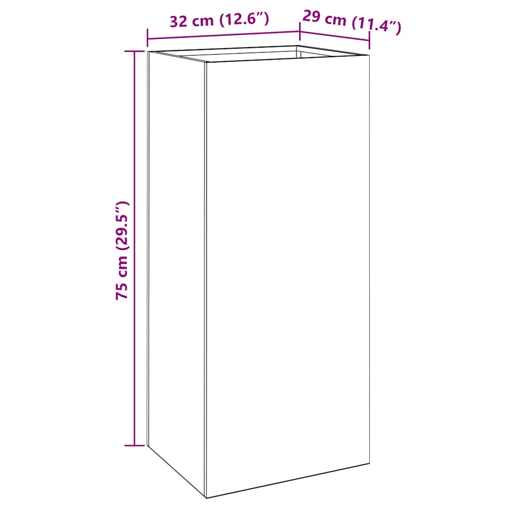 Planter 32x29x75 cm Corten Steel