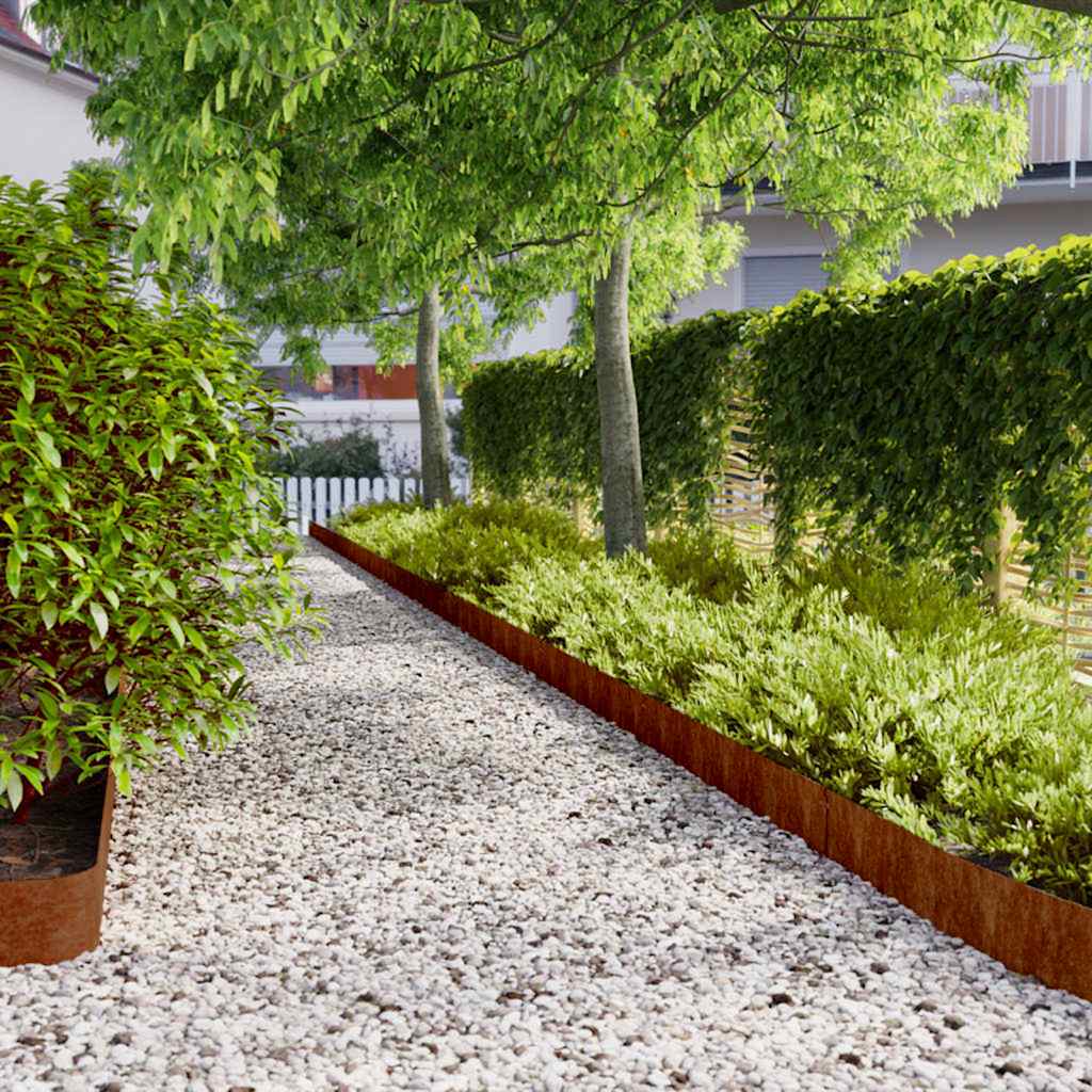 Lawn Edging 50 pcs 15 x 103 cm Weathering Steel Rusty