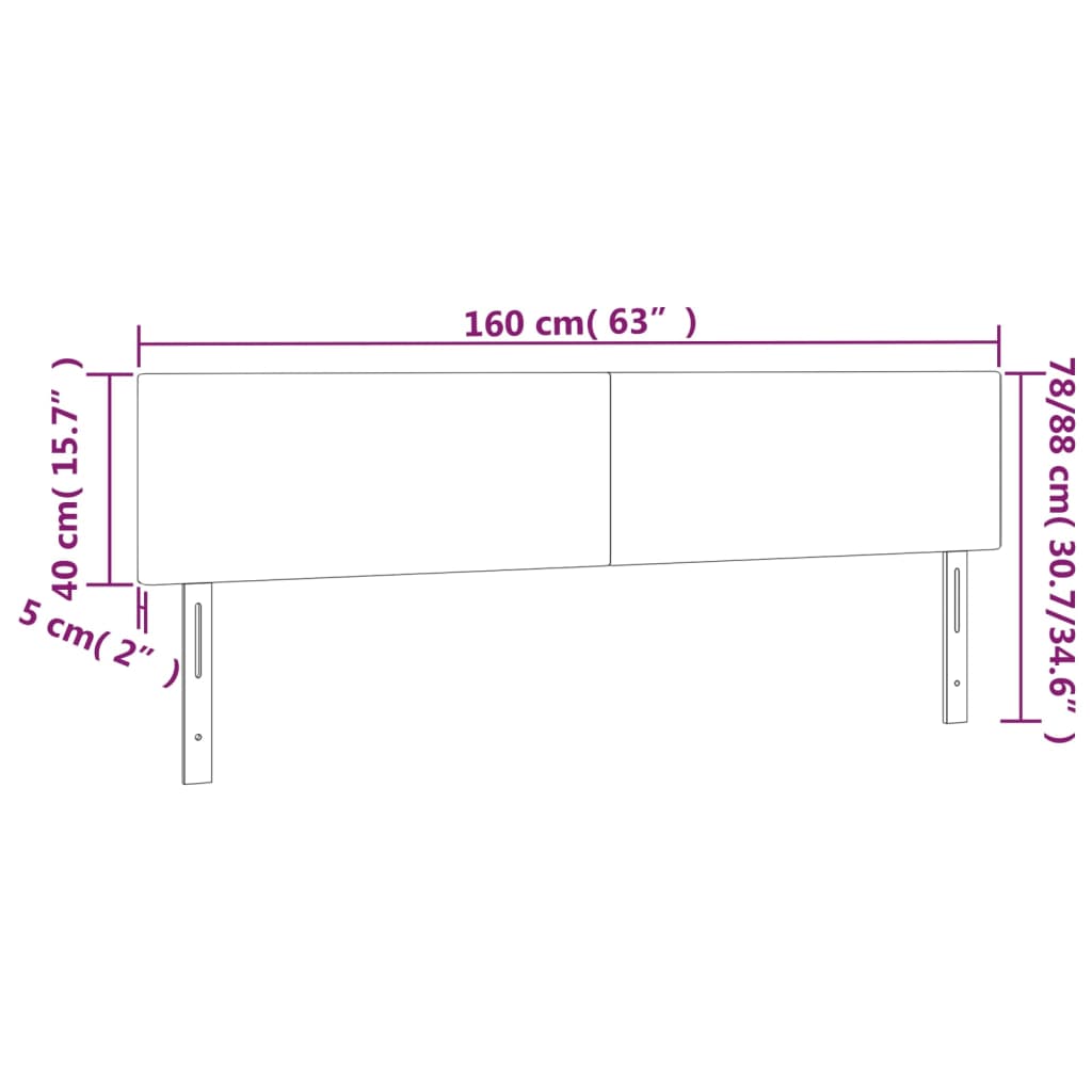 Headboards Black 160x5x78/88 cm Velvet