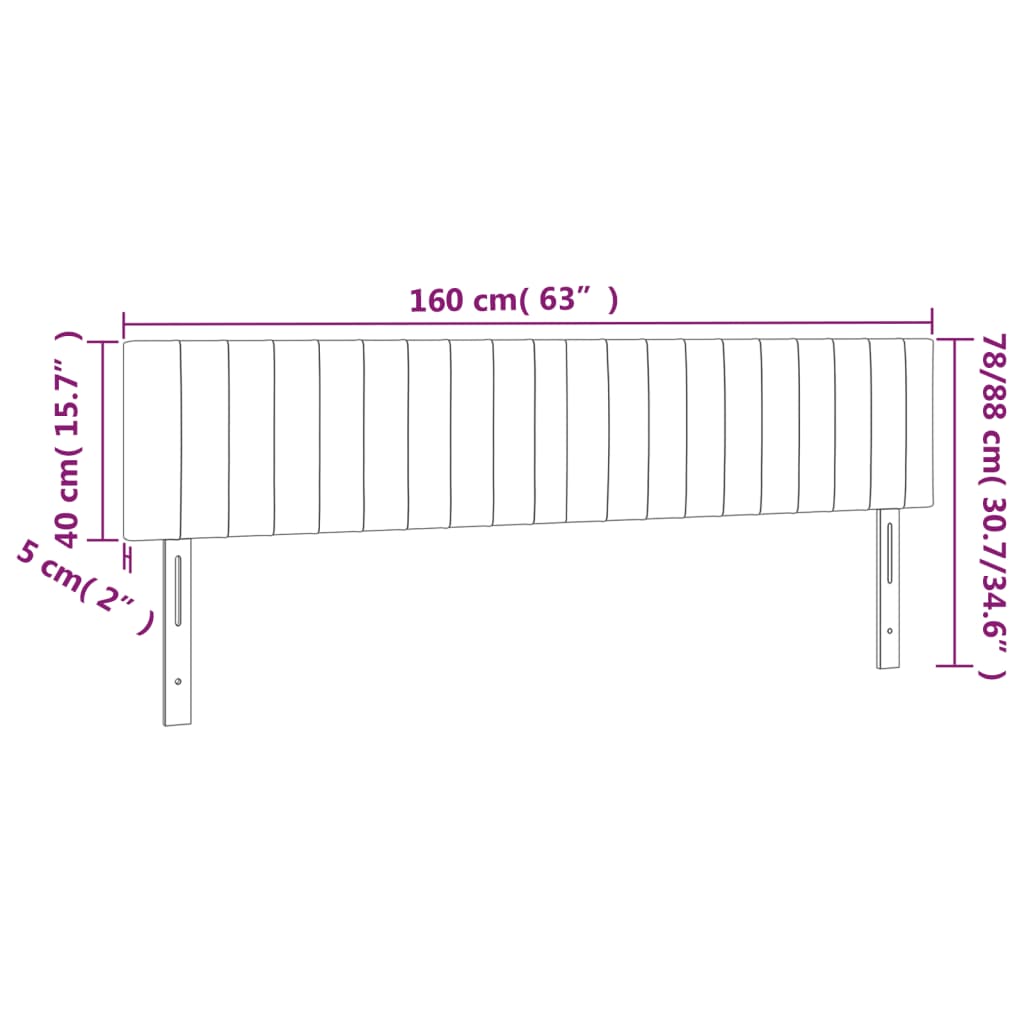 Headboards Dark Grey 160x5x78/88 cm Fabric