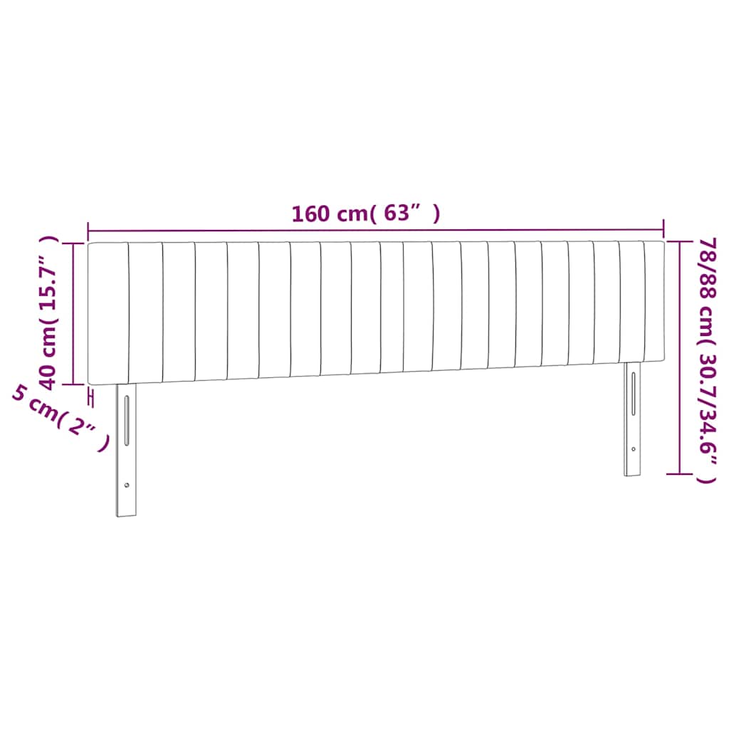 Headboards Dark Grey 160x5x78/88 cm Fabric