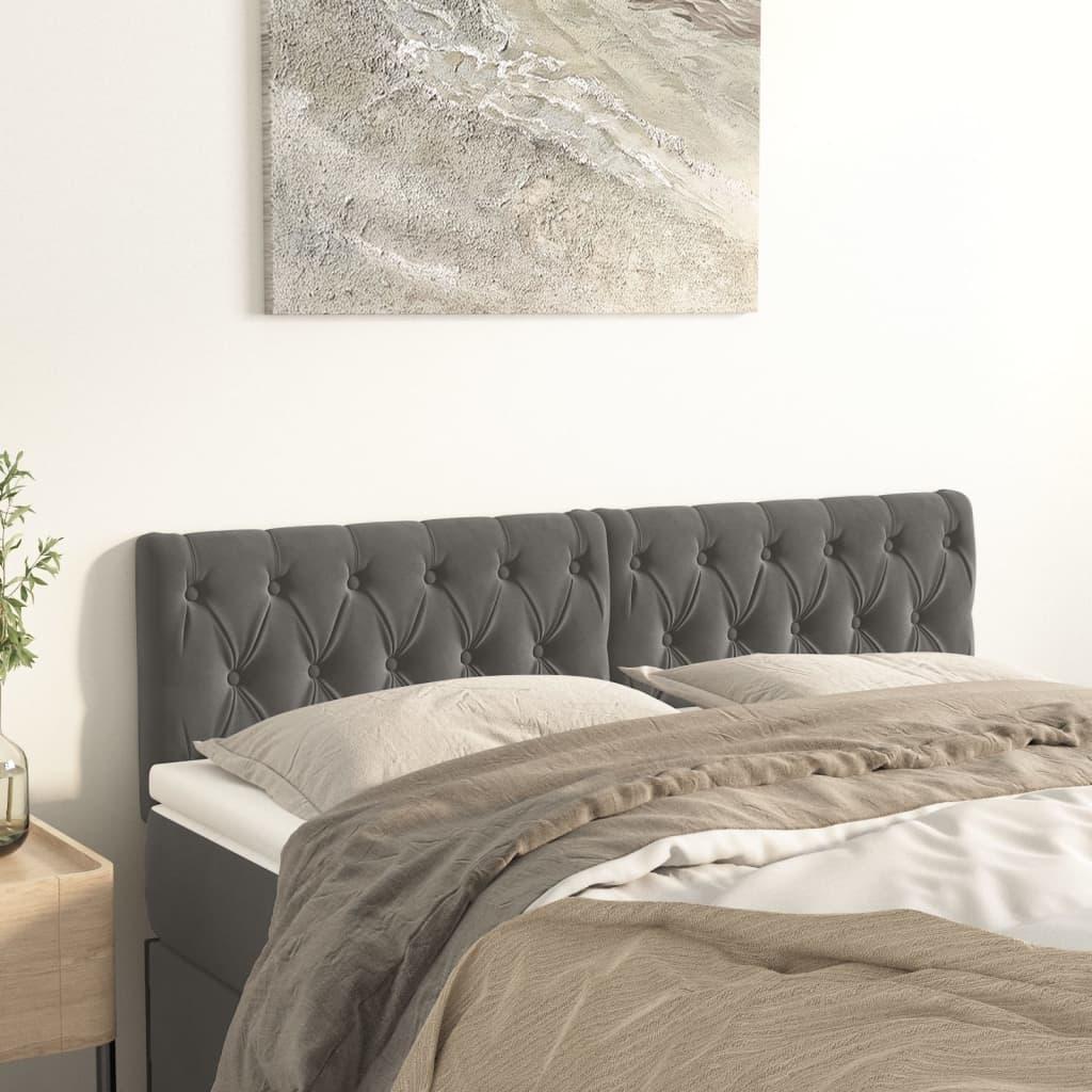 Headboards Dark Grey 160x7x78/88 cm Velvet