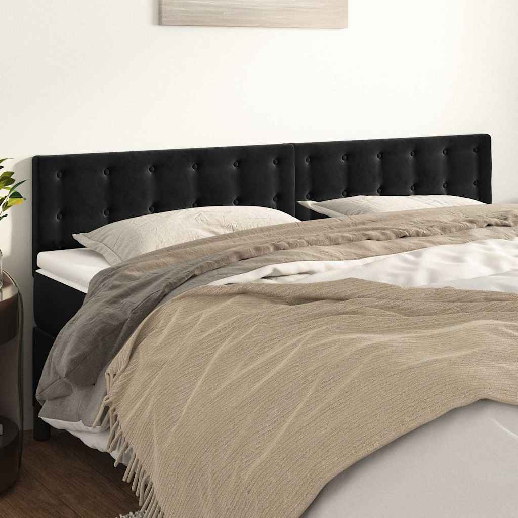 Headboards Black 200x5x78/88 cm Velvet