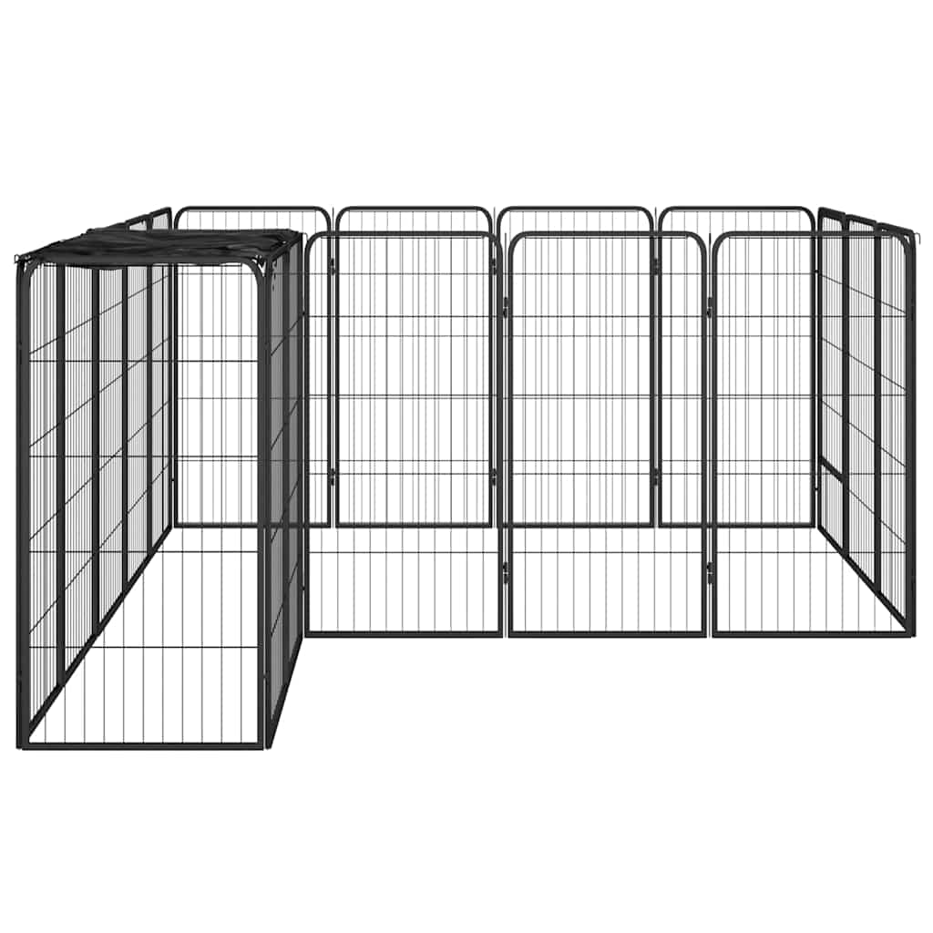 18-Panel Dog Playpen Black 50x100 cm Powder-coated Steel