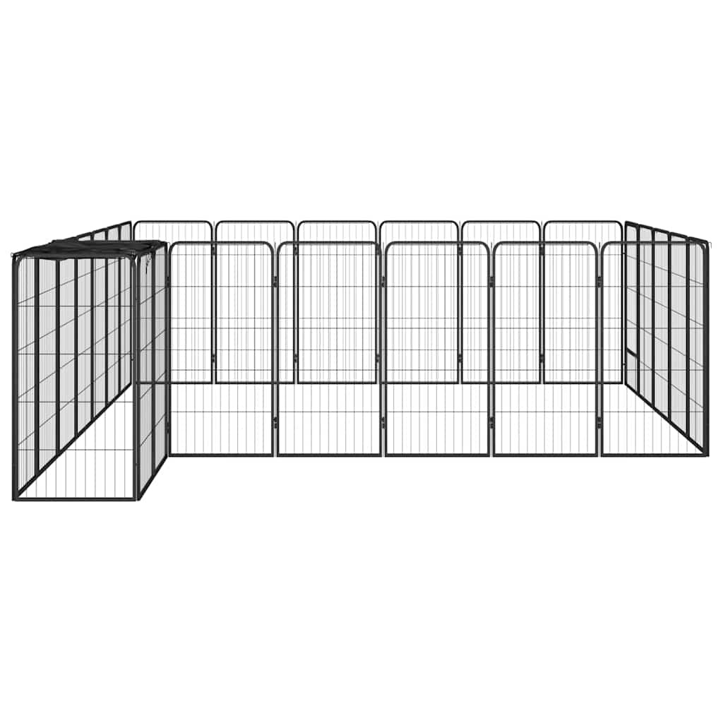 26-Panel Dog Playpen Black 50x100 cm Powder-coated Steel