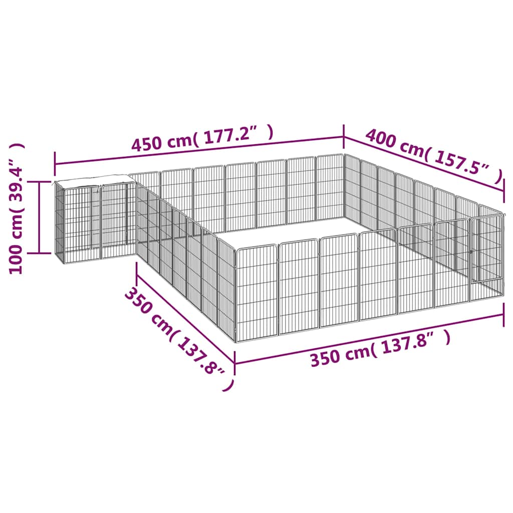 34-Panel Dog Playpen Black 50x100 cm Powder-coated Steel
