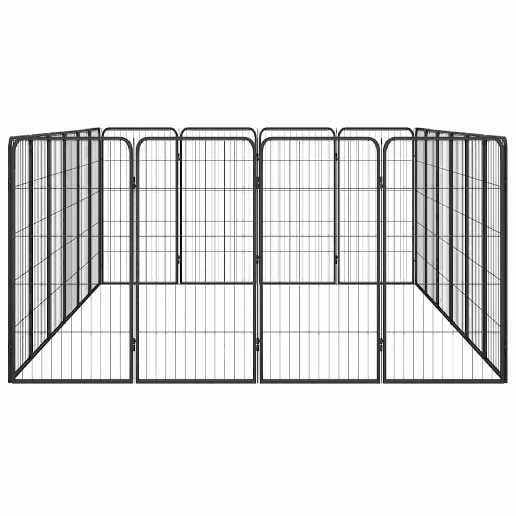 20-Panel Dog Playpen Black 50x100 cm Powder-coated Steel