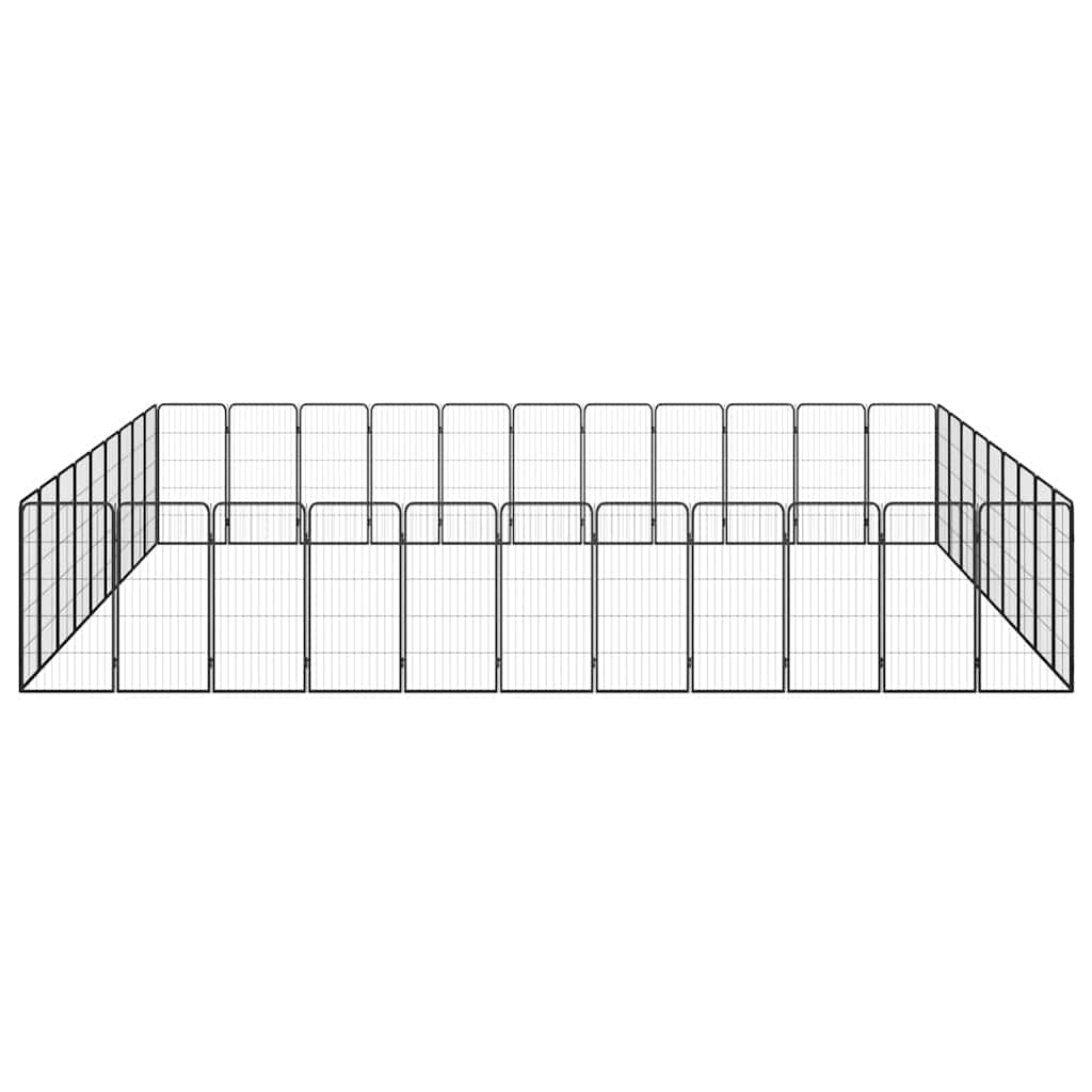 40-Panel Dog Playpen Black 50x100 cm Powder-coated Steel