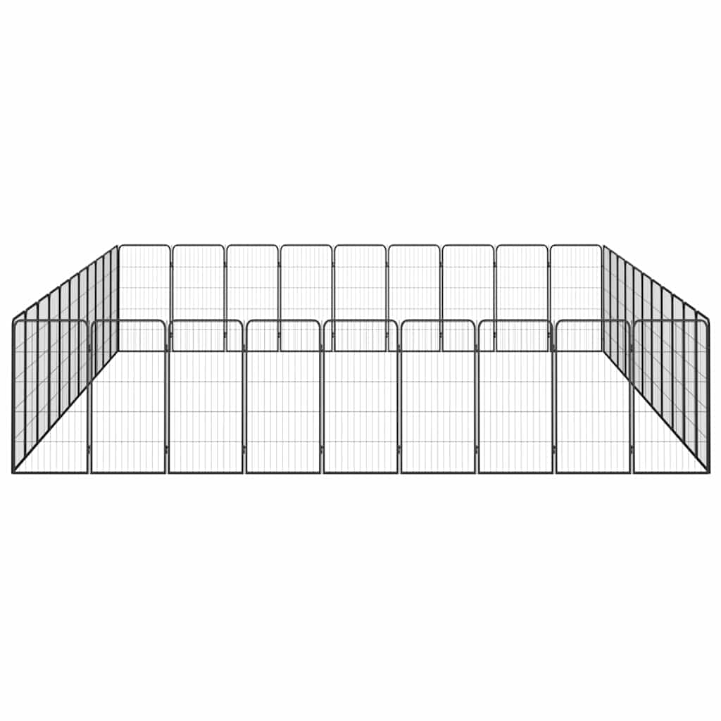 40-Panel Dog Playpen Black 50x100 cm Powder-coated Steel