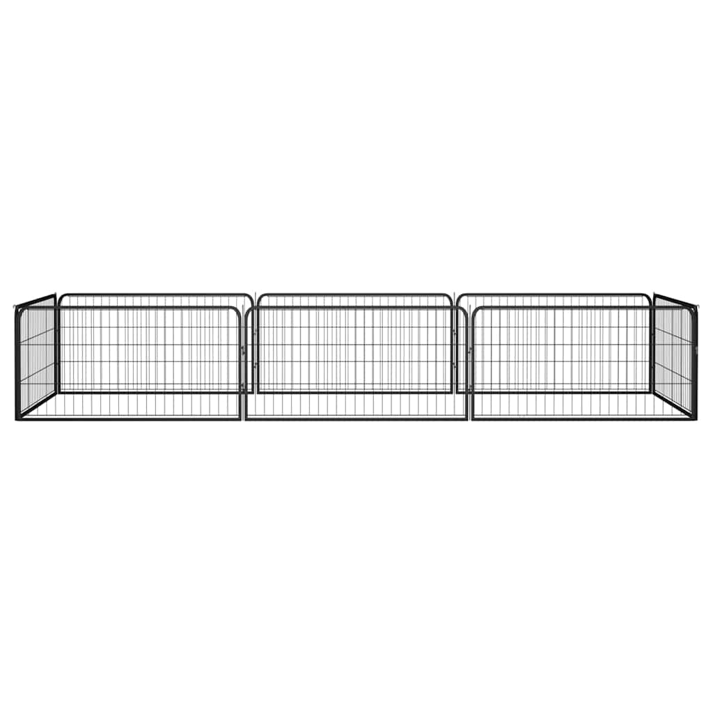 8-Panel Dog Playpen Black 100x50 cm Powder-coated Steel