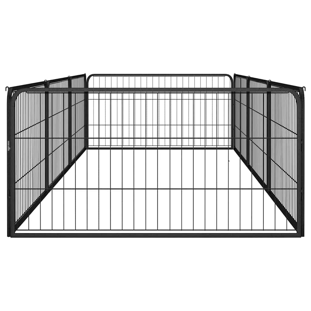 8-Panel Dog Playpen Black 100x50 cm Powder-coated Steel