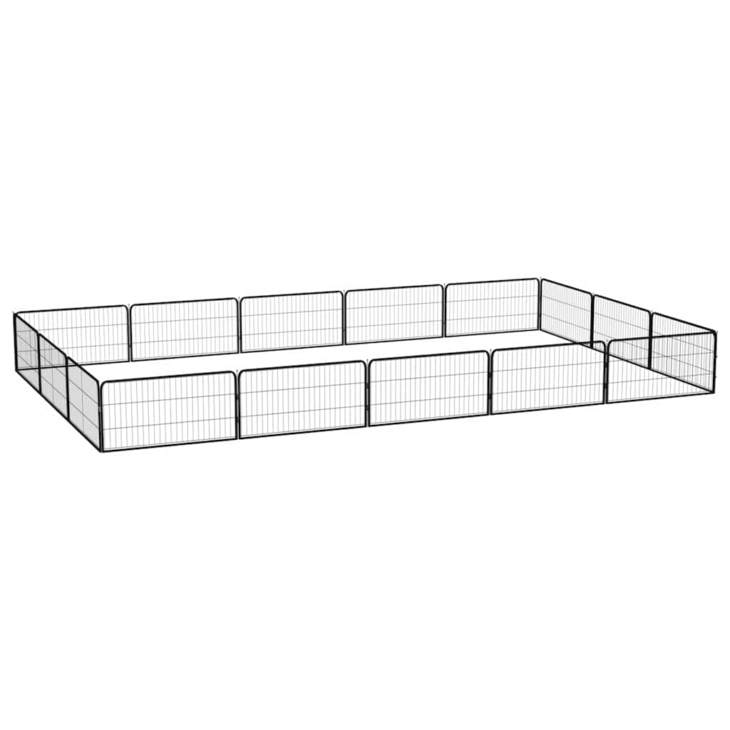 16-Panel Dog Playpen Black 100x50 cm Powder-coated Steel
