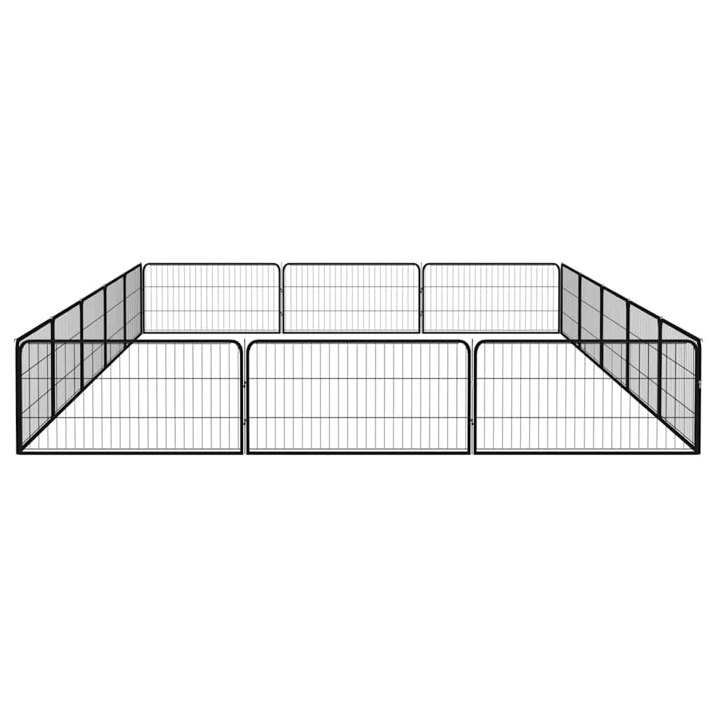 16-Panel Dog Playpen Black 100x50 cm Powder-coated Steel