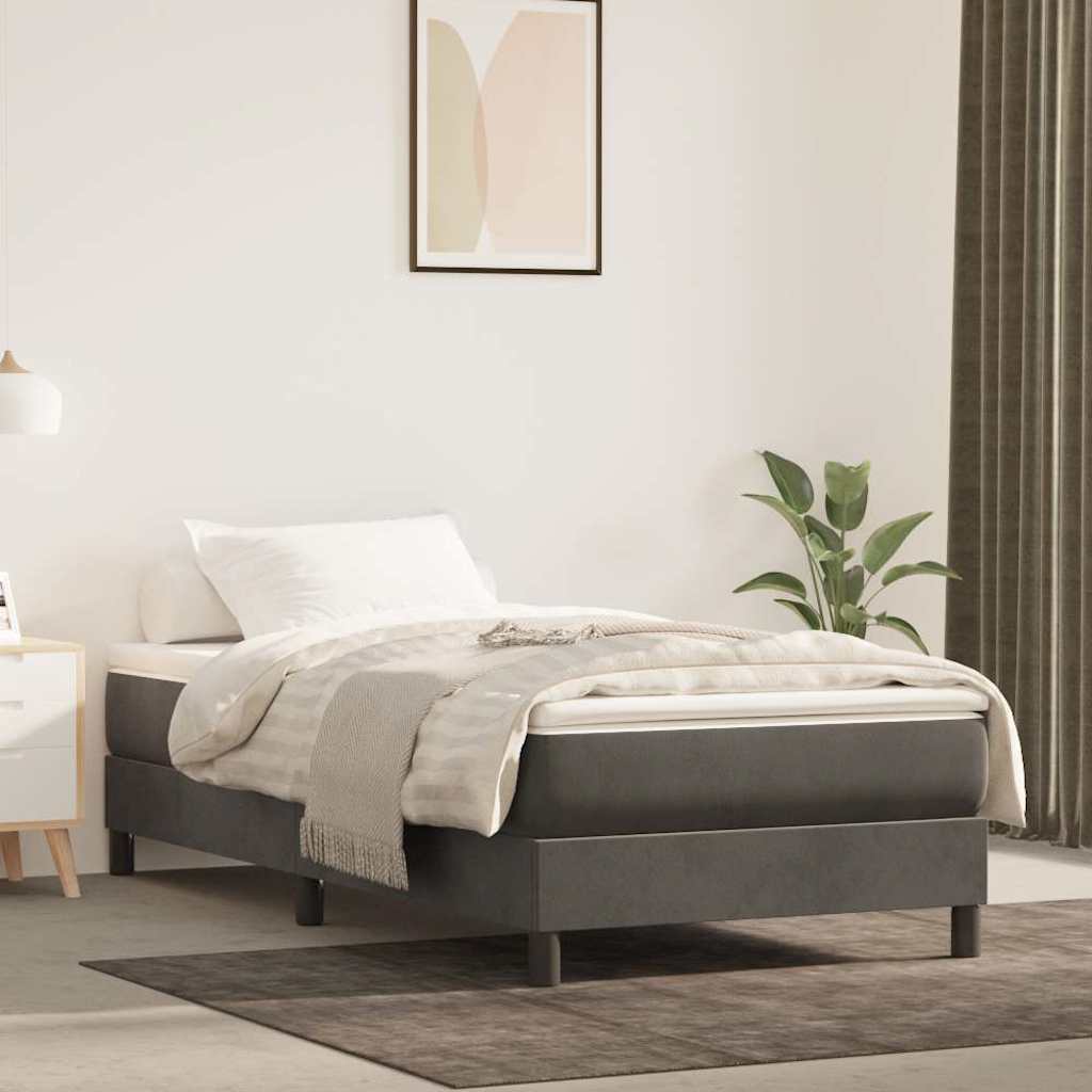Pocket Spring Bed Mattress Medium Dark Grey 90x190x20 cm Velvet