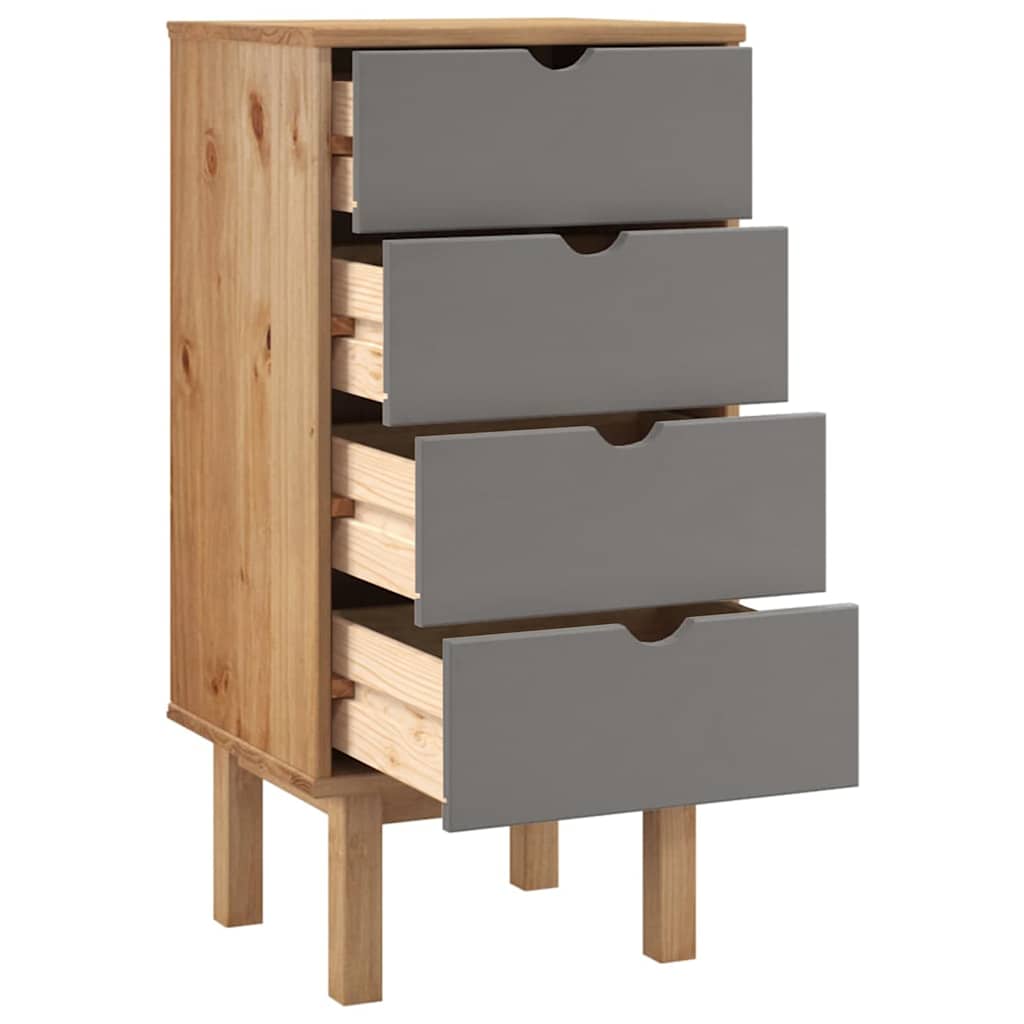 Drawer Cabinet OTTA Brown&Grey 45x39x90cm Solid Wood Pine