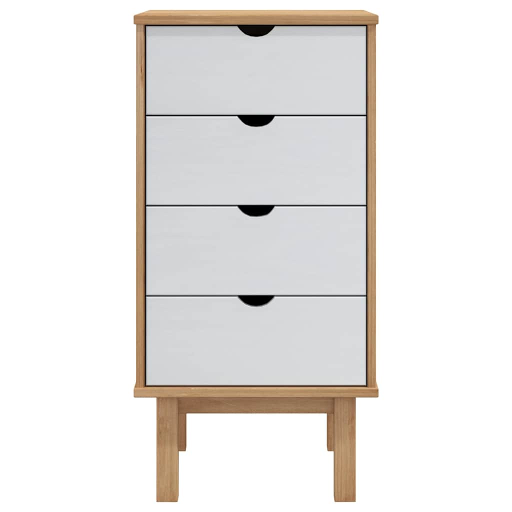 Drawer Cabinet OTTA Brown&White 45x39x90cm Solid Wood Pine