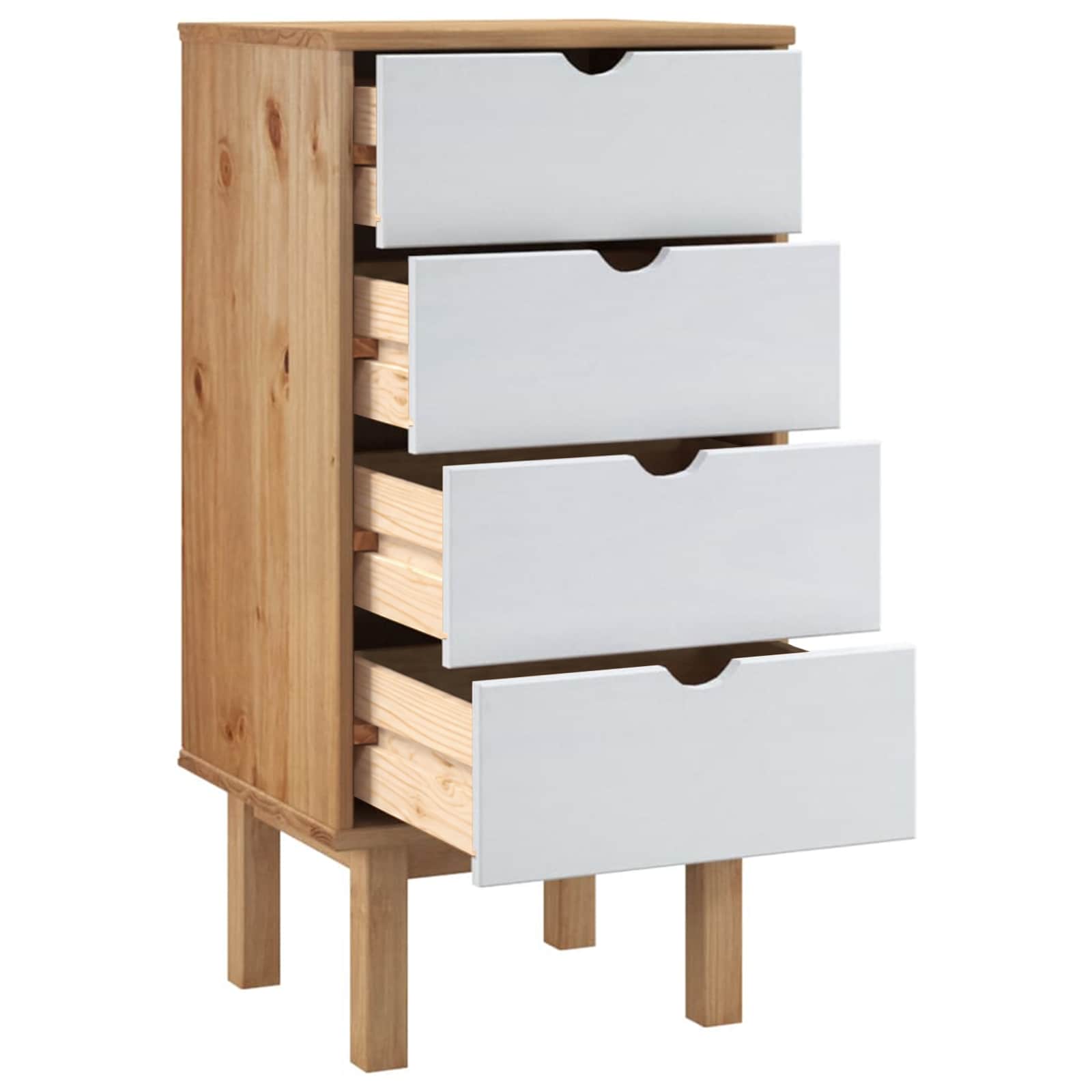 Drawer Cabinet OTTA Brown&White 45x39x90cm Solid Wood Pine