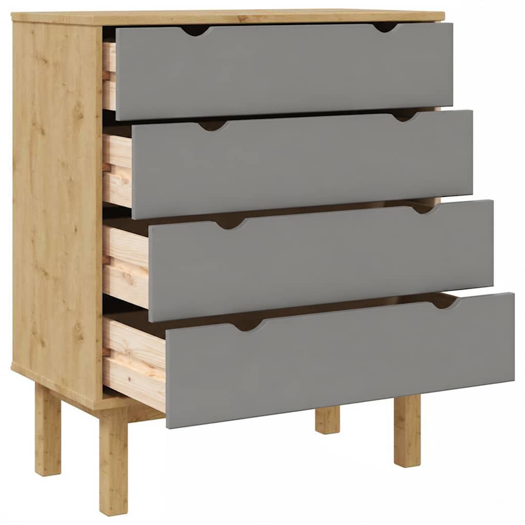 Drawer Cabinet OTTA Brown&Grey 76.5x39.5x90cm Solid Wood Pine