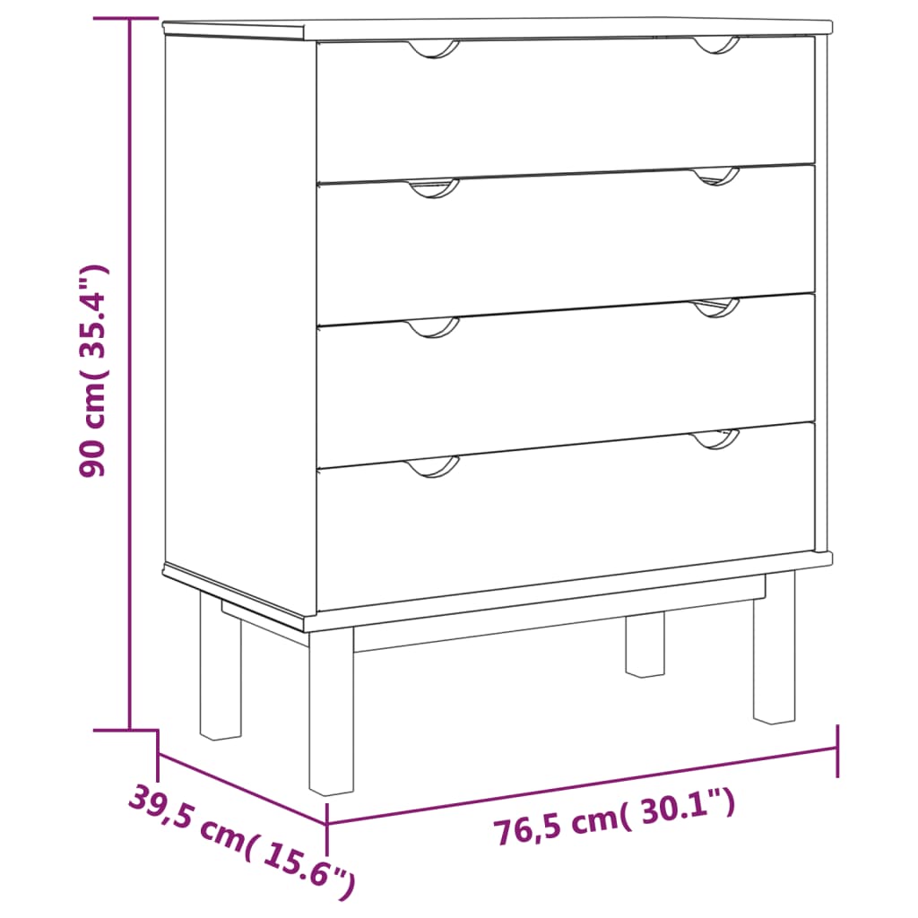 Drawer Cabinet OTTA Brown&Grey 76.5x39.5x90cm Solid Wood Pine