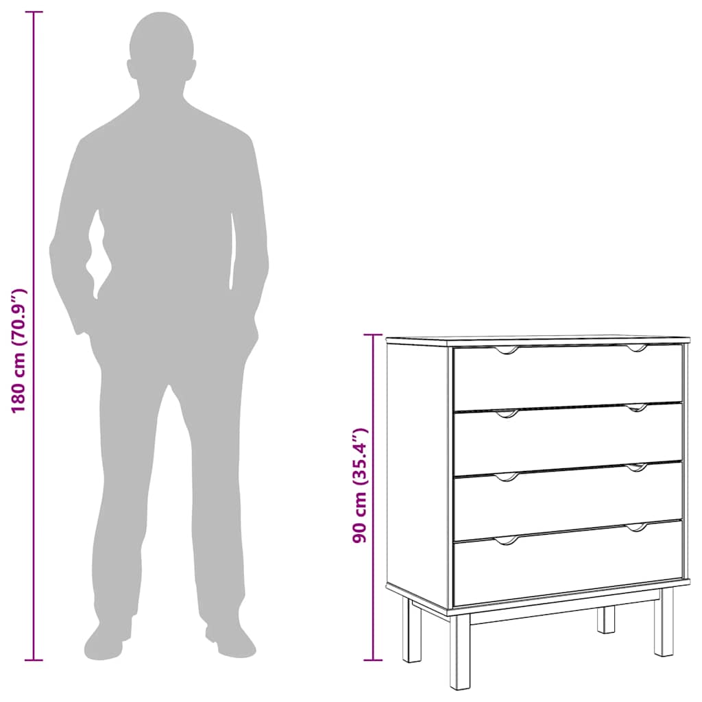 Drawer Cabinet OTTA Brown&Grey 76.5x39.5x90cm Solid Wood Pine