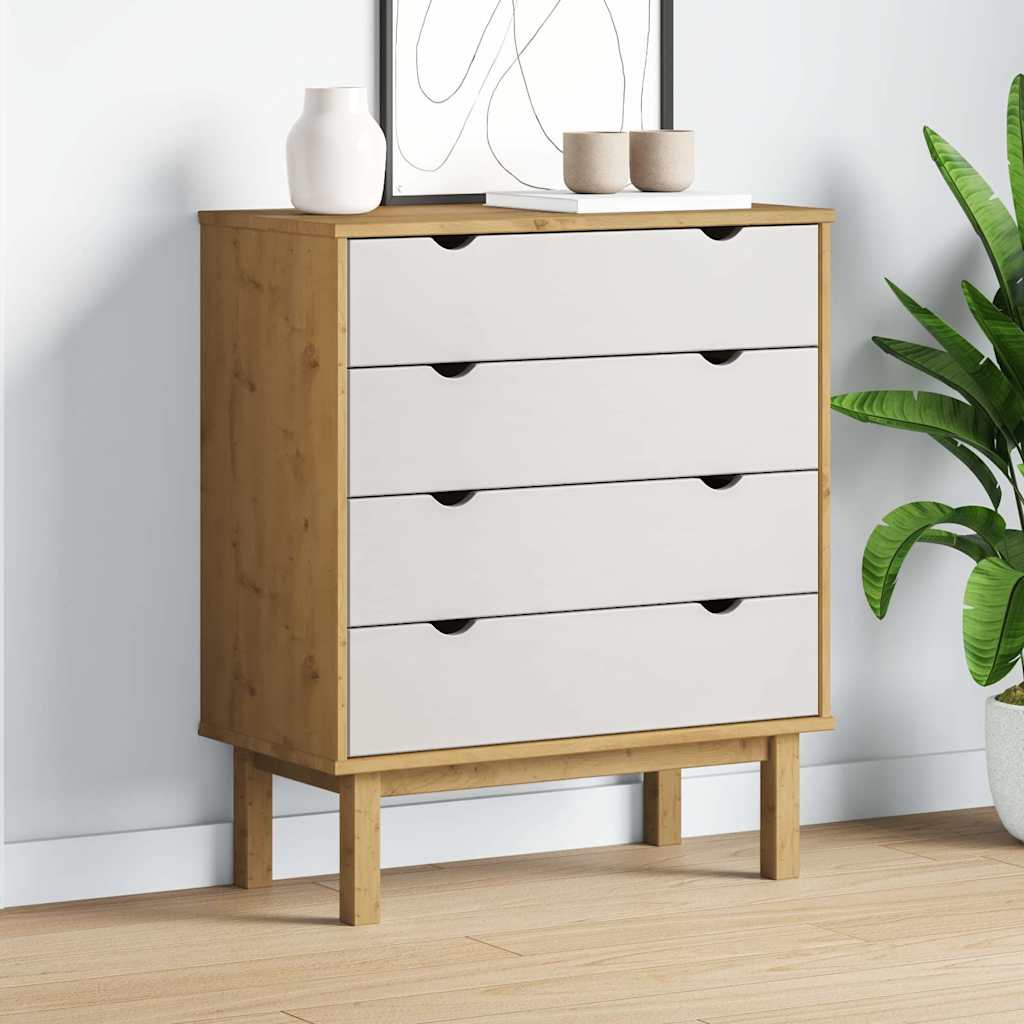 Drawer Cabinet OTTA Brown&White 76.5x39.5x90cm Solid Wood Pine