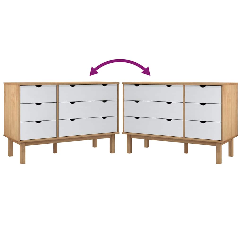 Drawer Cabinet OTTA Brown&White 111x43x73.5 cm Solid Wood Pine
