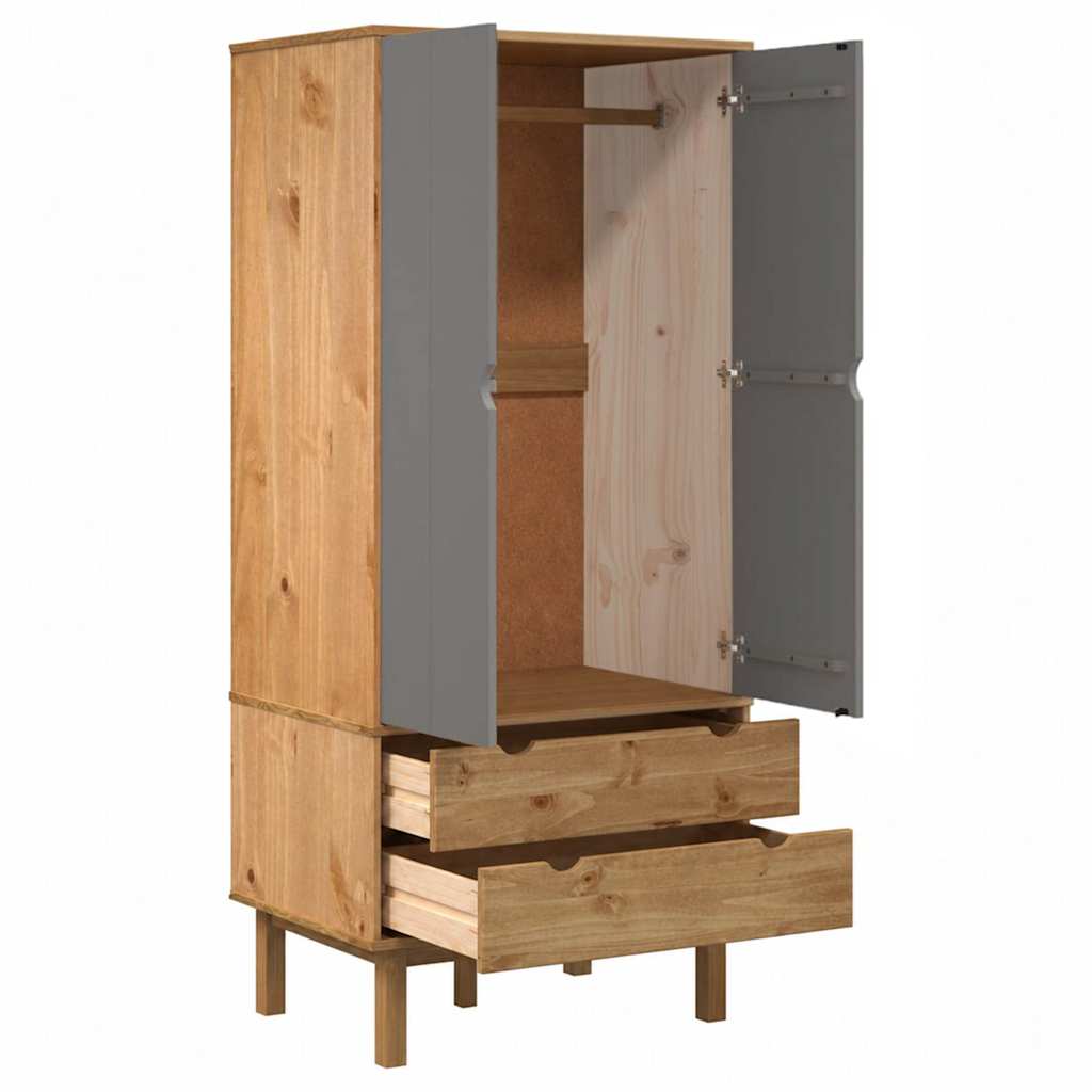 Wardrobe OTTA Brown and Grey 76.5x53x172 cm Solid Wood Pine