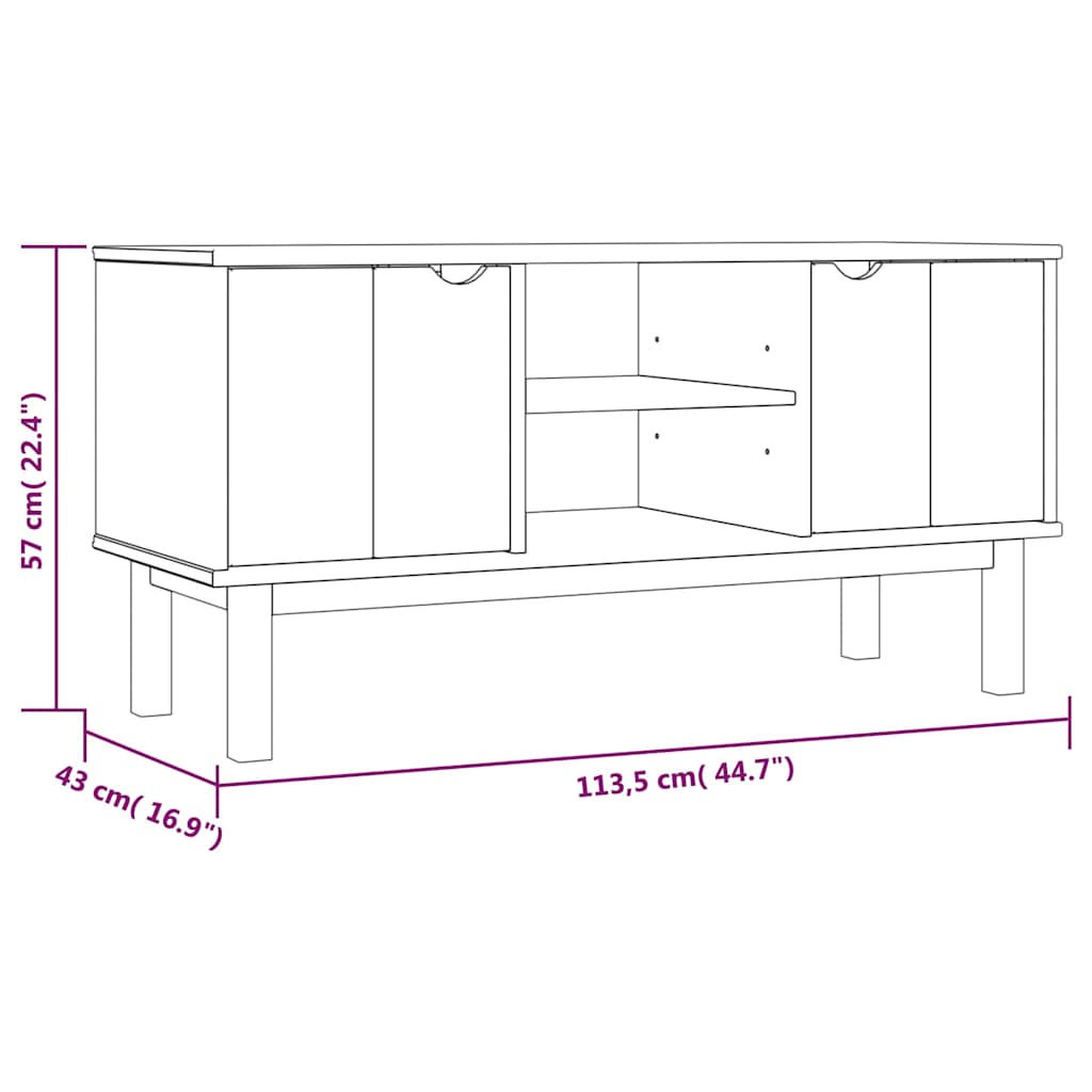 TV Cabinet OTTA 113.5x43x57 cm Solid Wood Pine