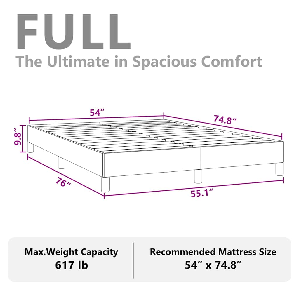 Bed Frame without Mattress Dark Grey 137x187 cm Double Fabric