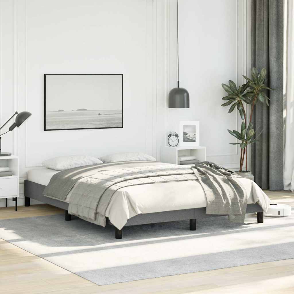 Bed Frame without Mattress Dark Grey 137x187 cm Double Fabric