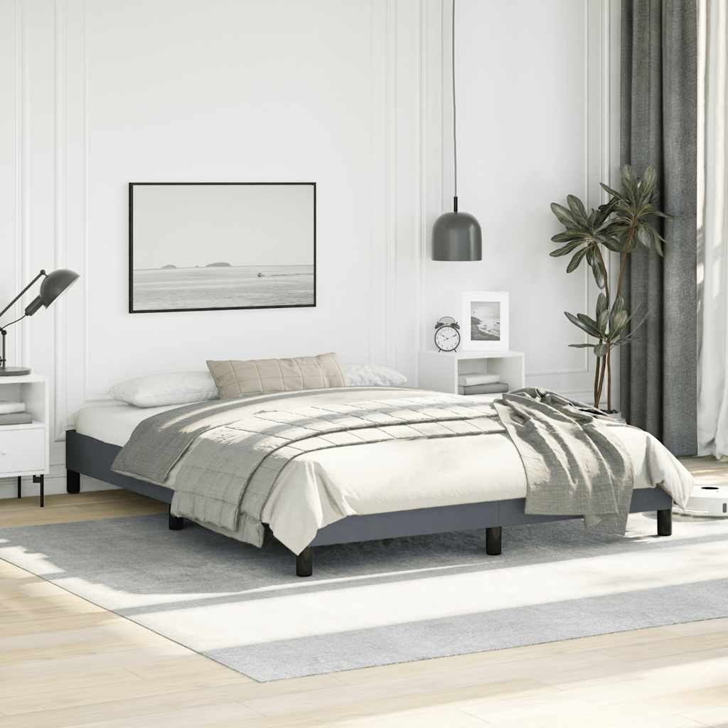Bed Frame without Mattress Dark Grey 152x203 cm Queen Velvet