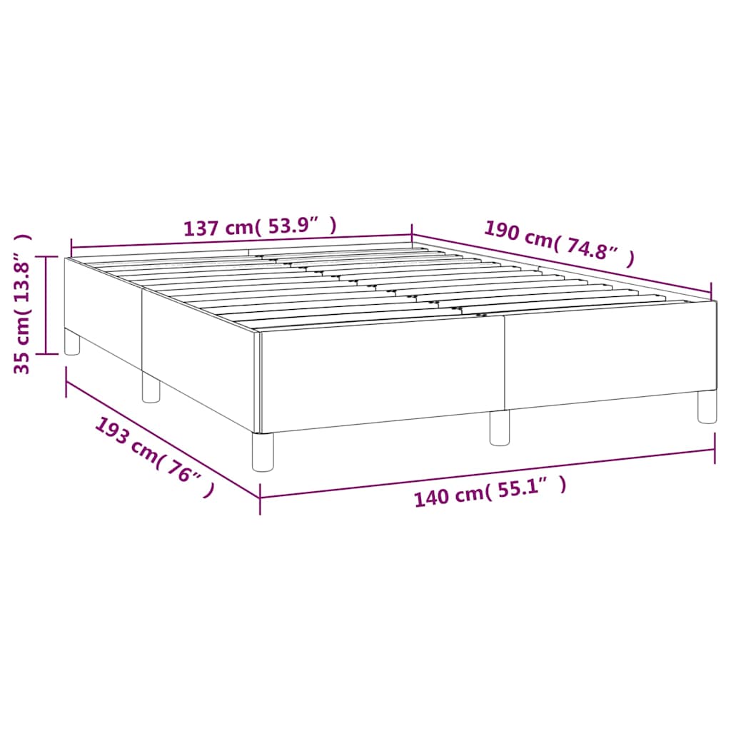 Bed Frame without Mattress Dark Grey 137x187 cm Double Fabric