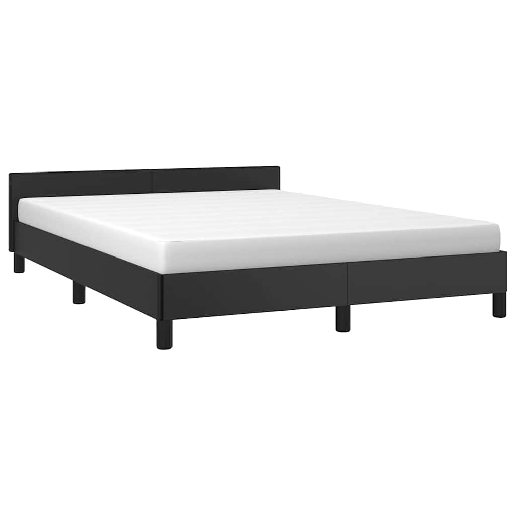 Bed Frame without Mattress Black Double Faux Leather