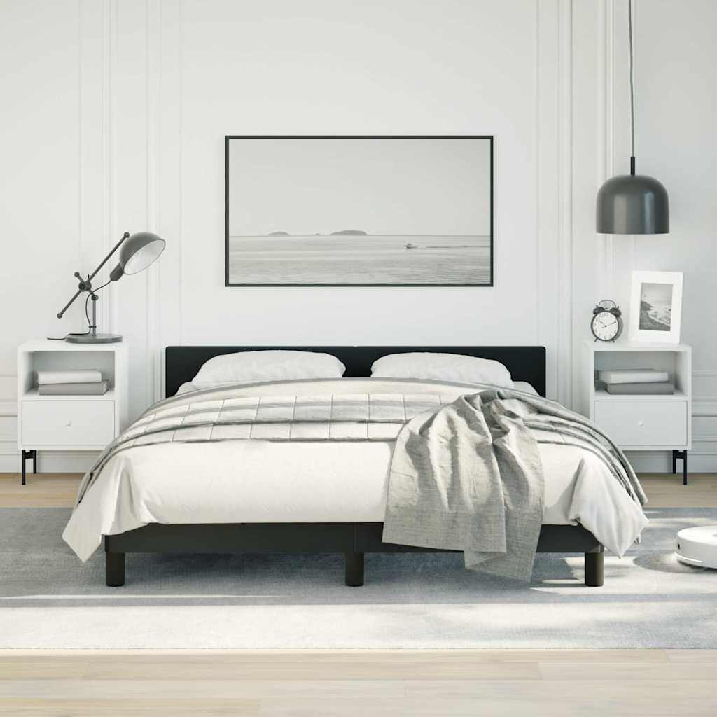 Bed Frame without Mattress Black Double Faux Leather