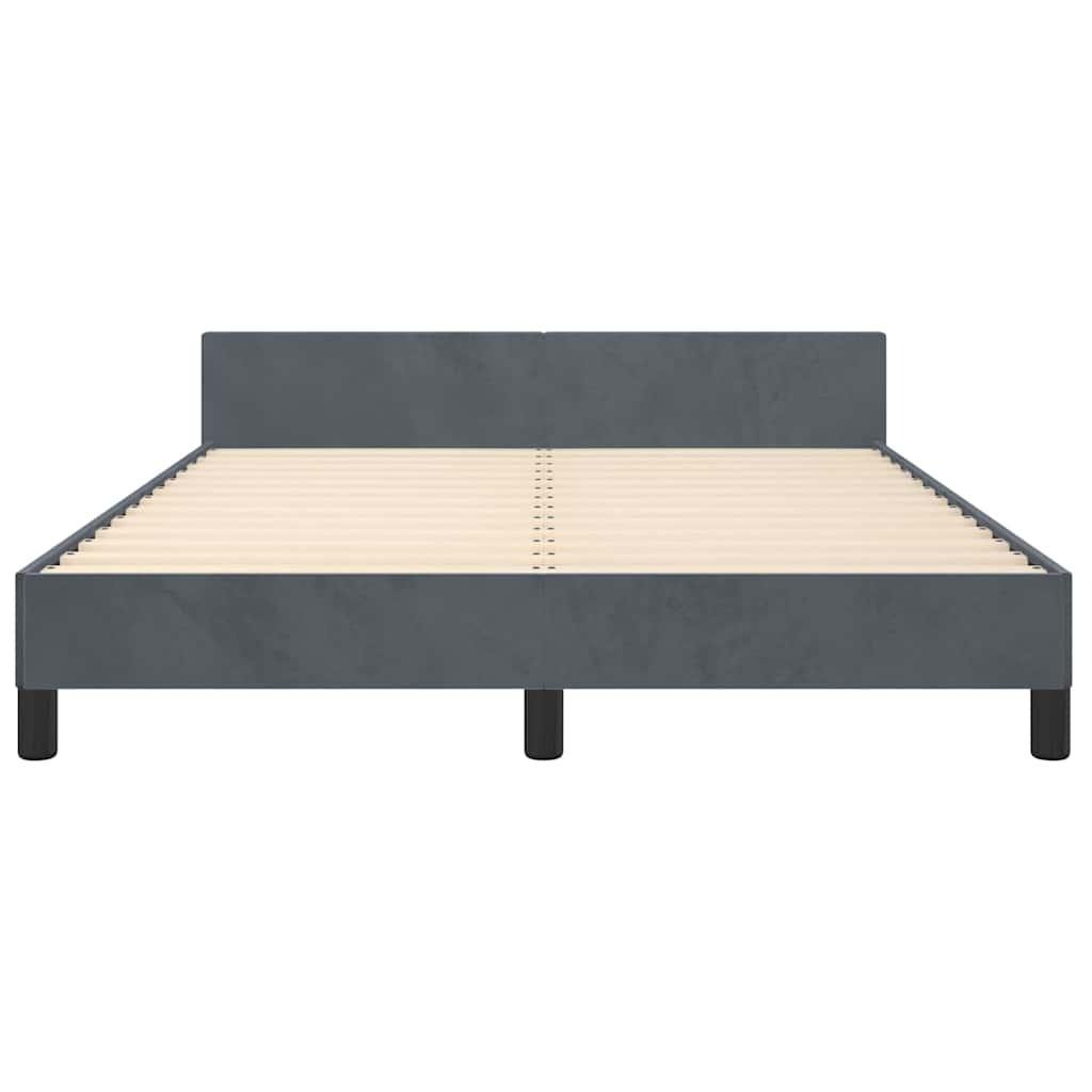 Bed Frame without Mattress Dark Grey Double Velvet