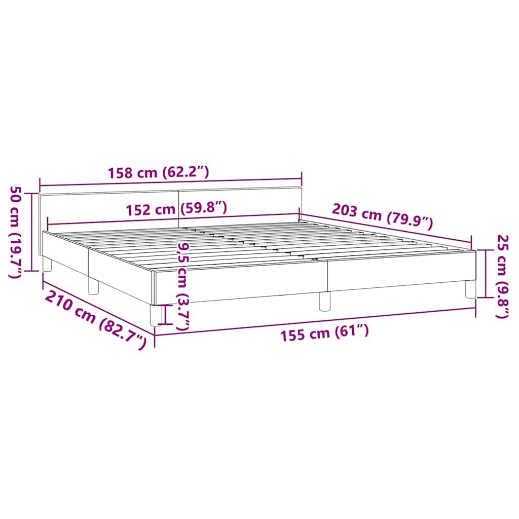 Bed Frame without Mattress Dark Grey Queen Velvet
