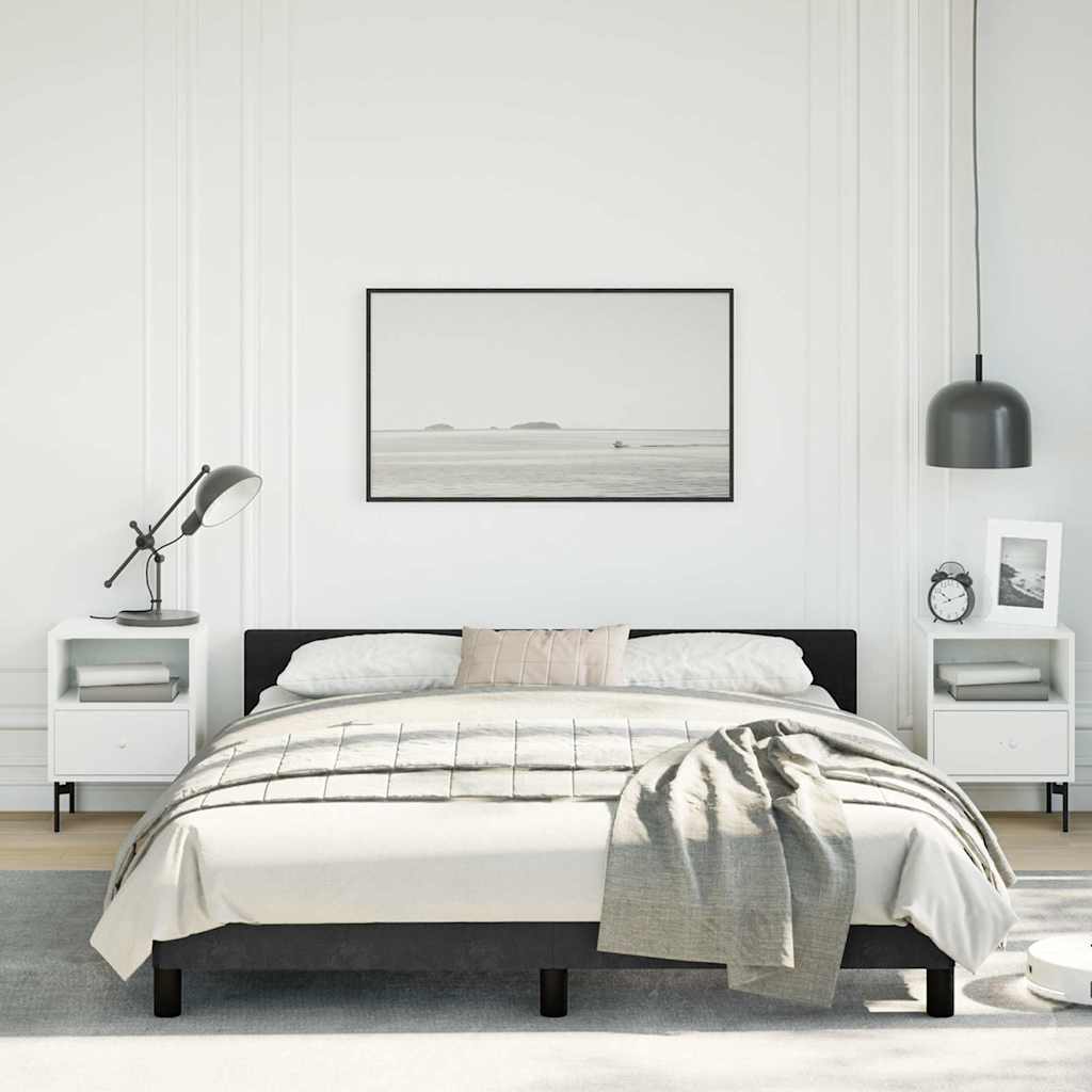 Bed Frame without Mattress Black Queen Velvet