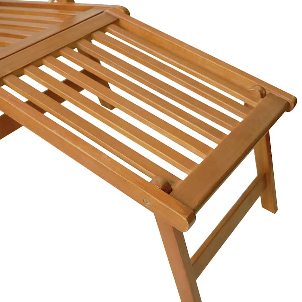 Outdoor Deck Chair with Footrest and Table Solid Wood Acacia