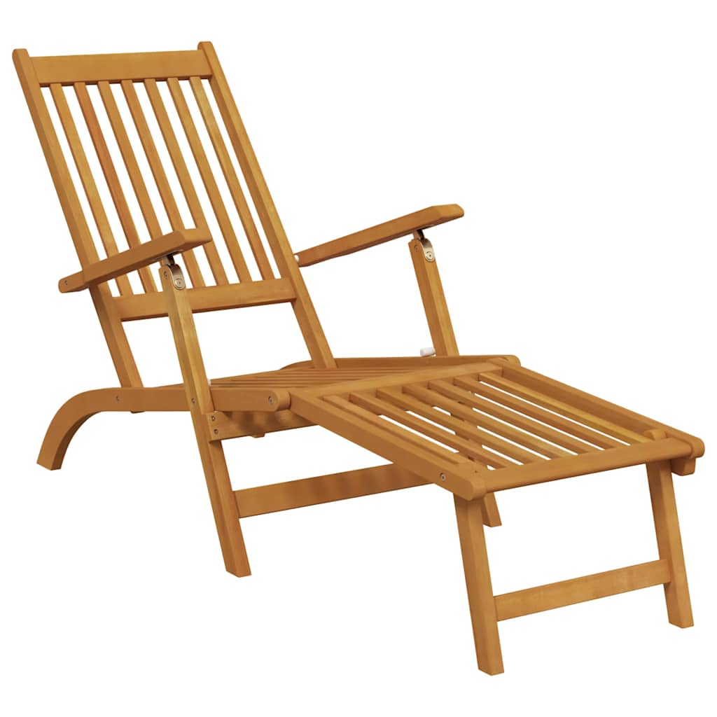 Outdoor Deck Chairs with Footrests and Table Solid Wood Acacia