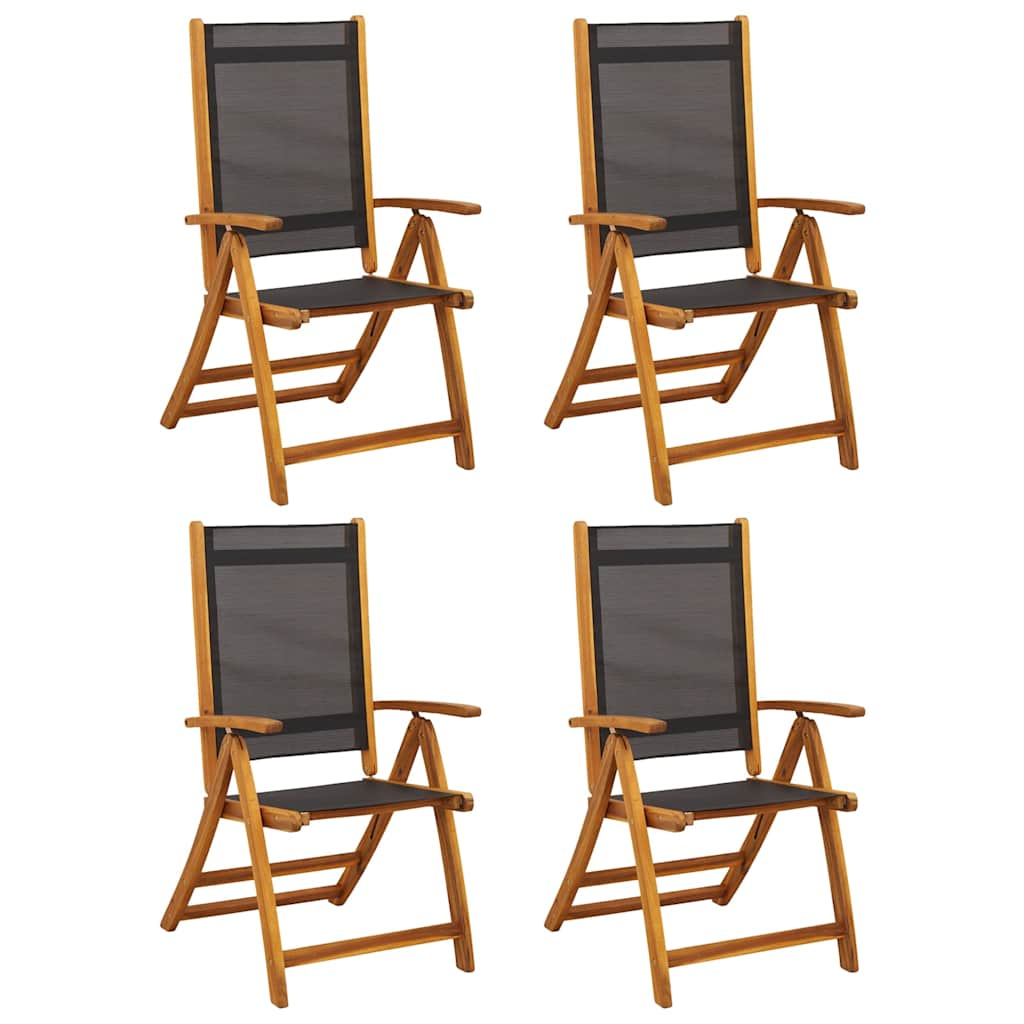 Folding Garden Chairs 4 pcs Solid Wood Acacia and Textilene